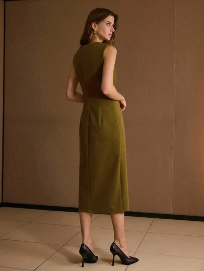 ROBE FENDUE À FRONCÉES